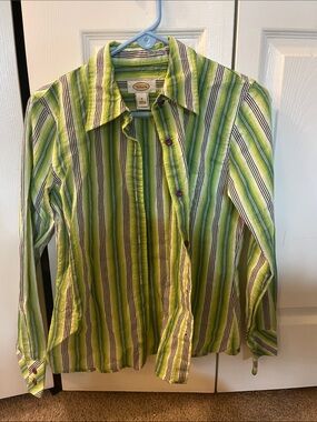 Talbots Green Stripe Button-Down Shirt